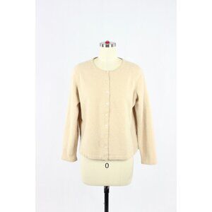 MARKS & SPENCER Beige 100% Cashmere Knit Cardigan Sweater, Size UK20/US16